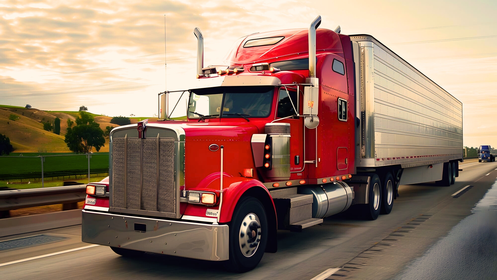 landscape of fast moving truck